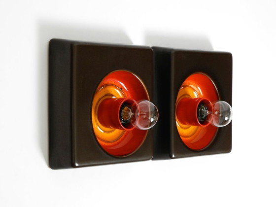 Image 1 of Dos preciosas lámparas de pared de cerámica originales de la Era Espacial de los años 70