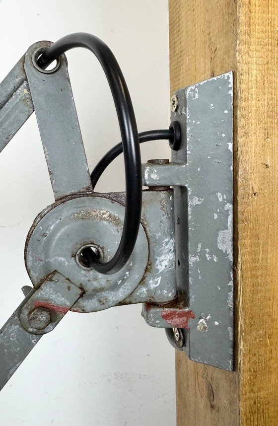 Image 1 of Grey Industrial Gooseneck Scissor Wall Lamp from Elektroinstala, 1960s