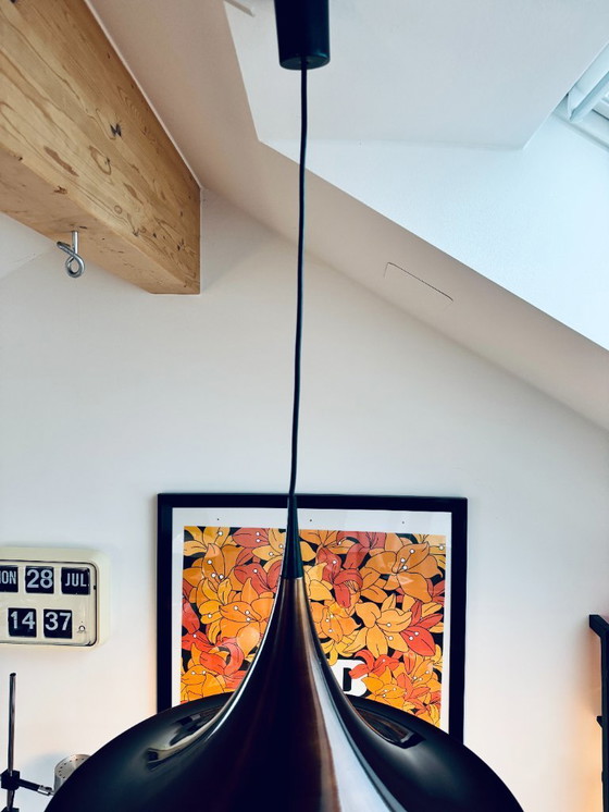 Image 1 of XXL Doria Trompete Pendelleuchte 1970er Jahre - Kupferbraun Aluminium