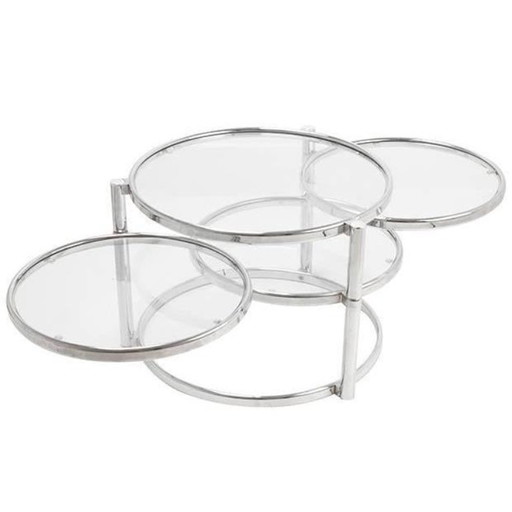 Vintage - Leitmotiv- Nederlands ontwerp - Salontafel - Chroom, draaibare plateaus - XL (63cm ø)