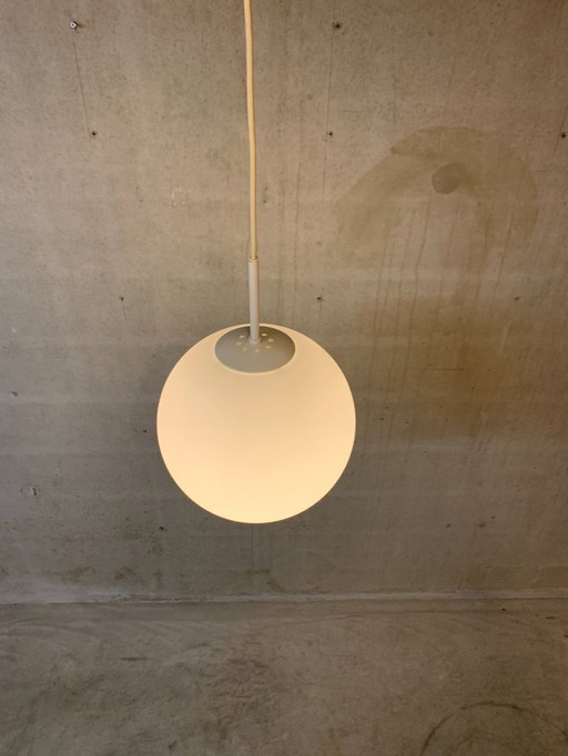 Large White Ball Lamp, Glashutte Limburg. 35 Cm Diameter.