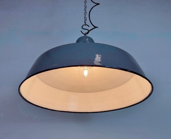 Image 1 of Lampada a sospensione industriale in smalto grigio, anni '60