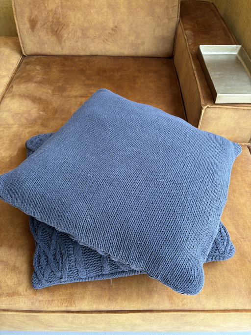 Decorative pillow, gray, knitted, 60x60