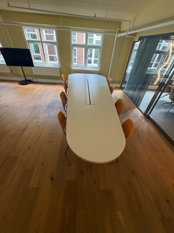 Large Oval White Conference Table with Cable Tray – Dining tables, Wood, lamine (photo 5 of 5)