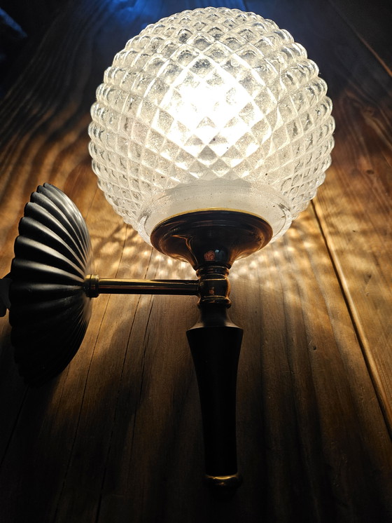 Image 1 of Vintage Wall Lamp with Crystal Glass
