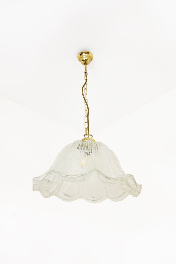 Image 1 of 70s textured glass Massive pendant lamp
