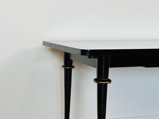 Image 1 of Table de salle à manger art déco en ébène de macassar et marqueterie, 1940