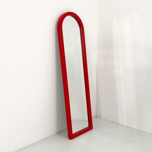 Miroir à cadre rouge d'Anna Castelli Ferrieri pour Kartell, années 1980