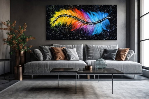 Feather XXL olieverf abstract
