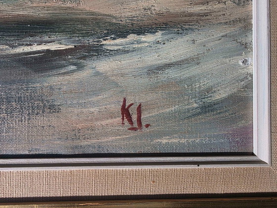 Dipinto a olio vintage Paesaggio invernale – Dipinti e disegni, Tela (photo 10 of 11)