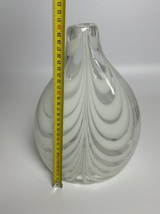 Image 1 of High Quality Handblown Loop-Glass Vase, Attributed to the Victorian Nailsea Tradition with White internal Spirals.