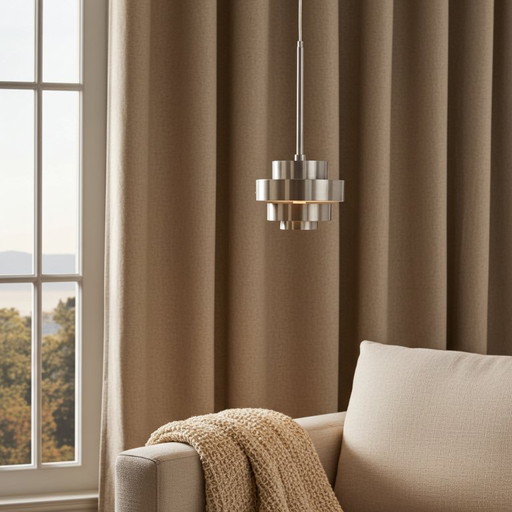 Vintage Pendant Lamp by Besselink, Brushed Metal with a Stepped Structure