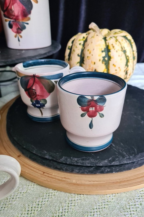 Image 1 of Bellissimo set da caffè in ceramica LUZERNER, con motivi floreali dipinti a mano.