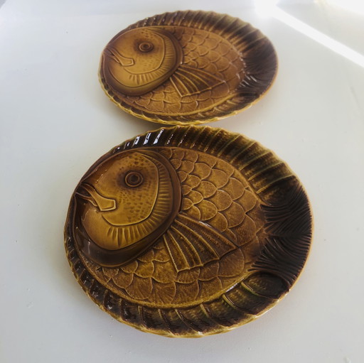 Set of two Sarreguemines fish dishes