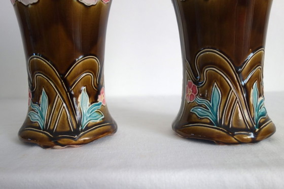Art Nouveau Vases and Cache-Pots by De Bruyn, 1920s, Decorative Objects, Ceramic, Brown (photo 6 of 15)