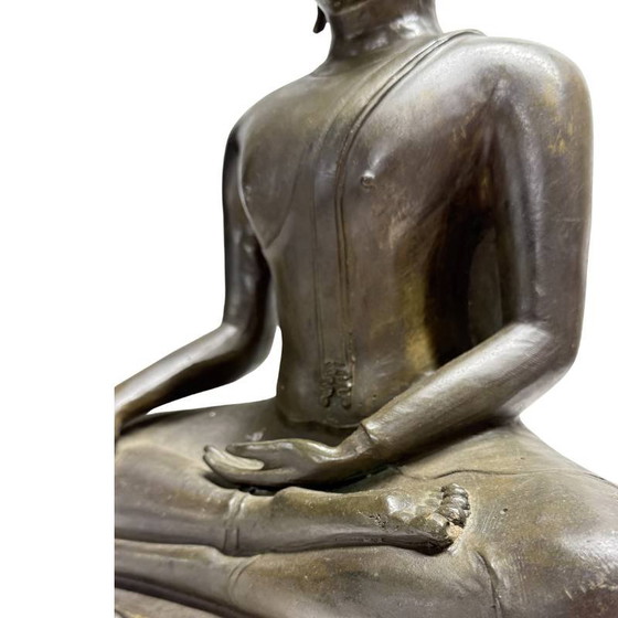 Antiguo Buda Sukhothai de Bronce Tailandés del Siglo XIX – Fundición Pesada Premium (47.5 cm / 12.6 kg) (photo 10 of 11)