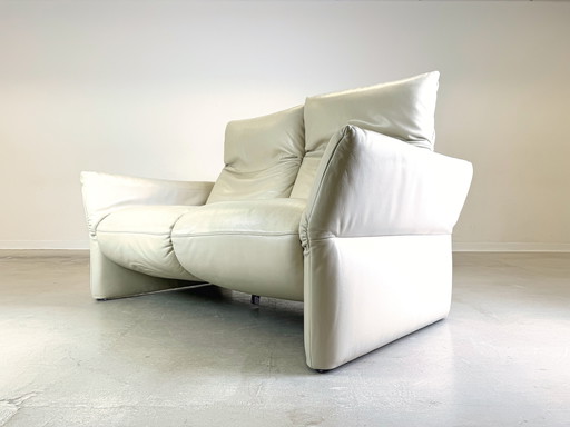 Koinor Sofa Elena Couch Folding Two-Seater Leather White Design