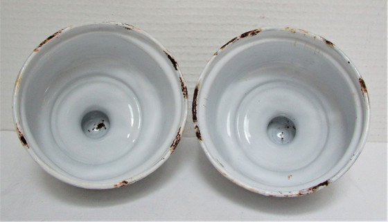 Image 1 of four enameled metal cheese bells, early 20th century