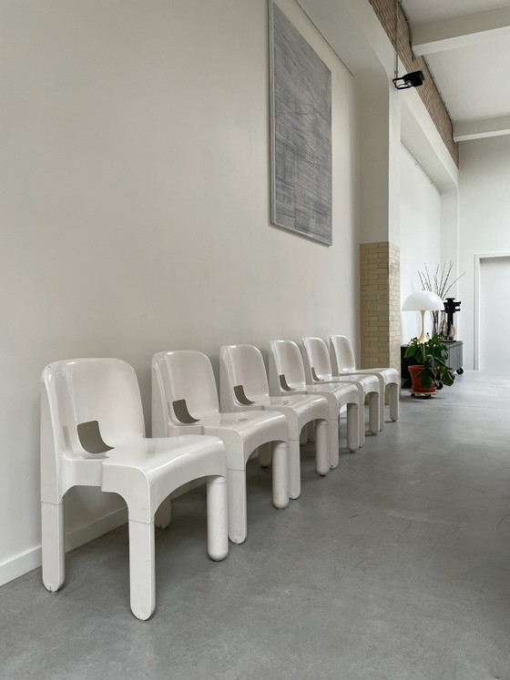 6x Joe Colombo Universale sillas, Kartell, Sillas de comedor, Plástico, Blanco (foto 3 de 8)