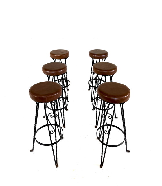 Image 1 of 6 tabourets de bar vintage en fonte des années 60