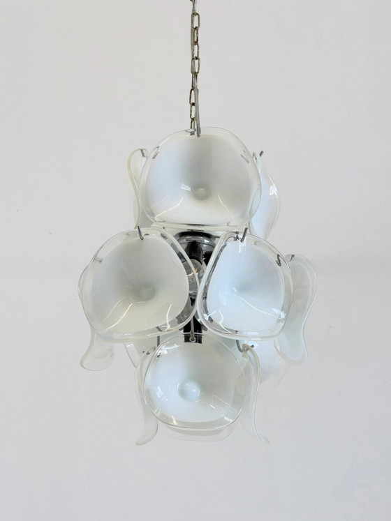 Gino Vistosi Murano Glass Chandelier with Glass Discs – Reading Lamp, Metal, Chrome, Italian Design (photo 10 of 13)