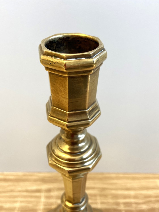 Image 1 of Antieke kandelaar Kandelaar Fakkel Lodewijk XV periode Massief verguld brons