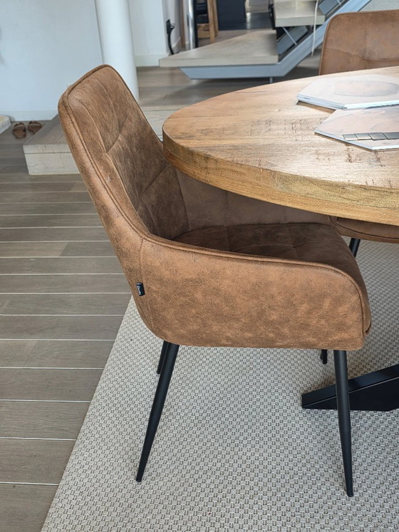 Image 1 of 8 cognac dining chairs