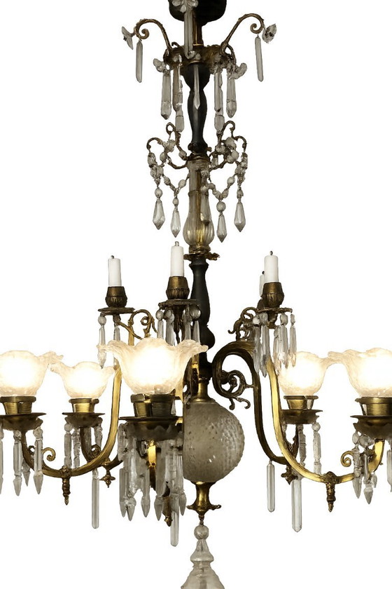 Image 1 of Lampadario antico a 5 luci, una vera rarità, risalente al periodo 1860-1870.