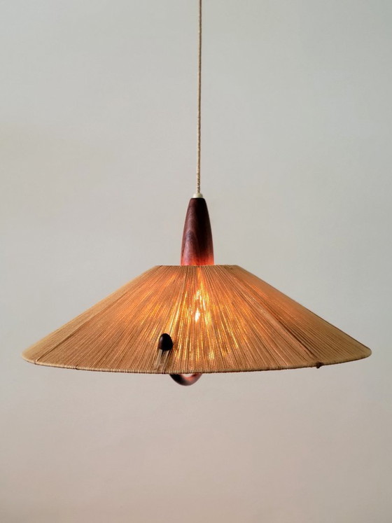 Image 1 of Vintage Sisal hanglamp van Temde Leuchten, 1965