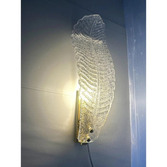 Image 1 of Moderne Italiaanse luxe messing wandlamp met Murano glas met strass steentjes, vlakke montage – set van 4 stuks