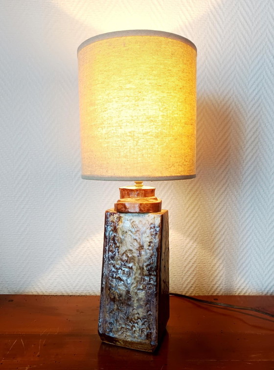 Image 1 of Vintage geglazuurd aardewerk lamp