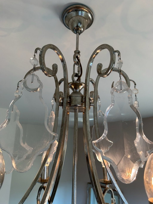 Grande lampadario di design con pendenti in vetro, 120 x 65 cm