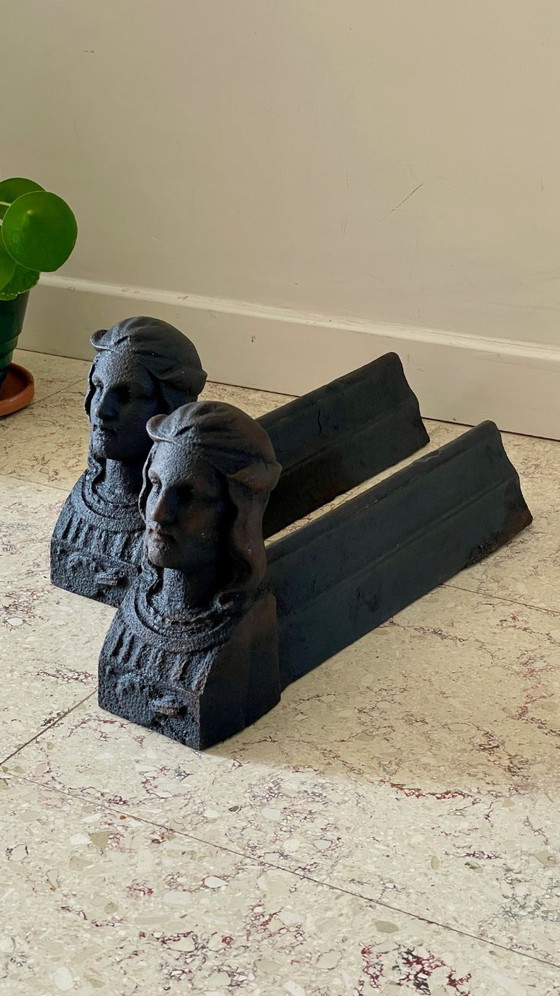 Image 1 of Paire de CHENETS Anciens Fonte d'Acier VINTAGE