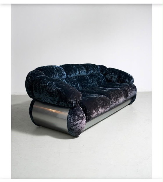 Sofas Vintage Adriano Piazzesi – Canapé + 2 Fauteuils – Velvet (photo 3 of 7)
