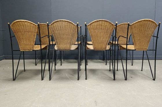 Image 1 of Korbstühle von Frederick Weinberg, 1960er Jahre, 8er-Set