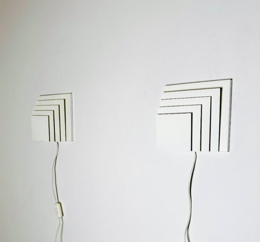 Geometric Square Layered Wall Lamps by Unknown Designer, The Netherlands, 1960s – wandlampen, Aluminium (photo 2 of 8)