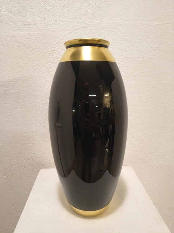 Bernardaud Limoges Vase, Black and Gold Porcelain (photo 2 of 5)
