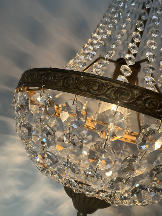 Image 1 of Crystal Bag Chandelier Bronze Frame Chandelier