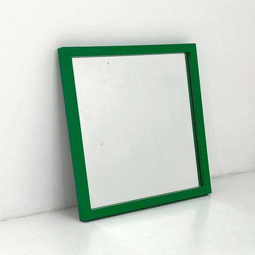 Specchio con cornice quadrata verde di Anna Castelli Ferrieri per Kartell, anni '80
