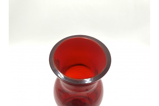 Image 1 of Jarrón de cristal rojo "muñeco de nieve" de K. Krawczyk, años 70