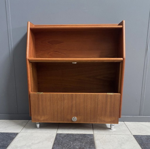Teak tall sideboard on lucite legs 1960s