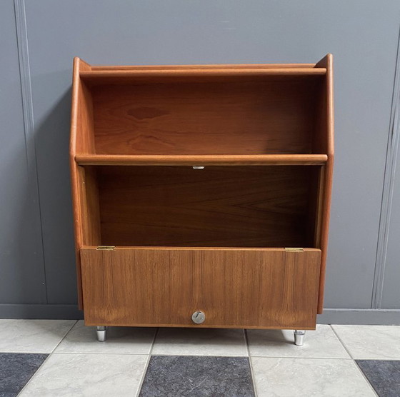 Image 1 of Teak tall sideboard on lucite legs 1960s