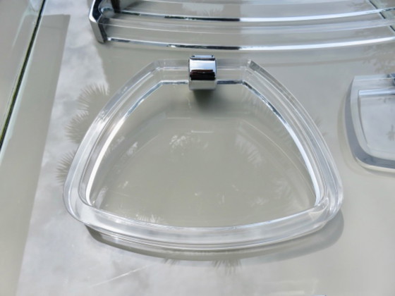 Image 1 of Bathroom set in lucite and chrome-plated brass, "Pangaud Collon" edition, France, 1970s