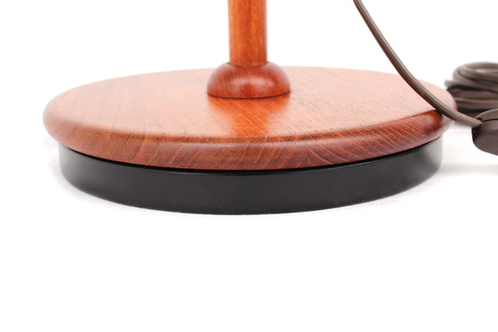 Image 1 of as new! DOMUS Danish Mid - Century eccentric Teak Table Lamp, Vintage Table Lamp with adjustable Lampshade