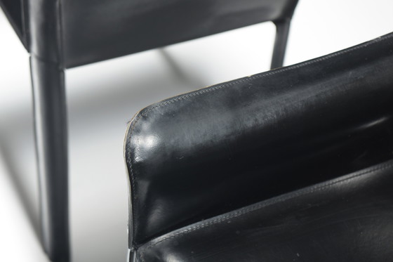 Image 1 of Rare & matching vintage set of 6 Leather Dining Chairs by De Couro of Brazil