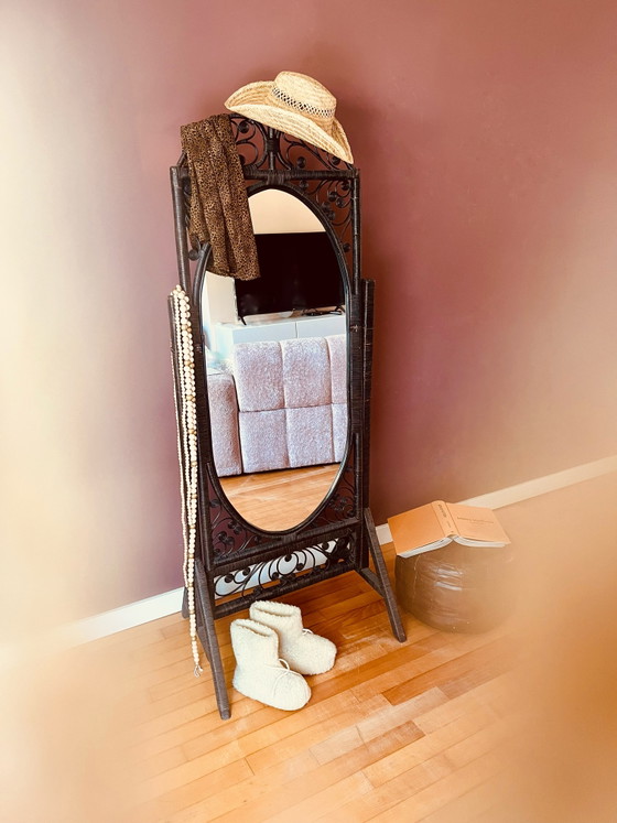 Image 1 of Vintage Manou Rotan passpiegel