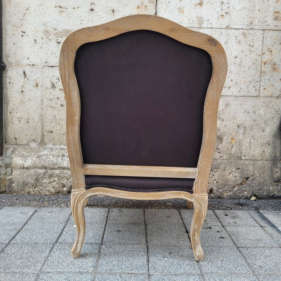 Image 1 of Chaise à la reine, style Louis XV / Provençal, chêne et garniture, XIXe siècle - France