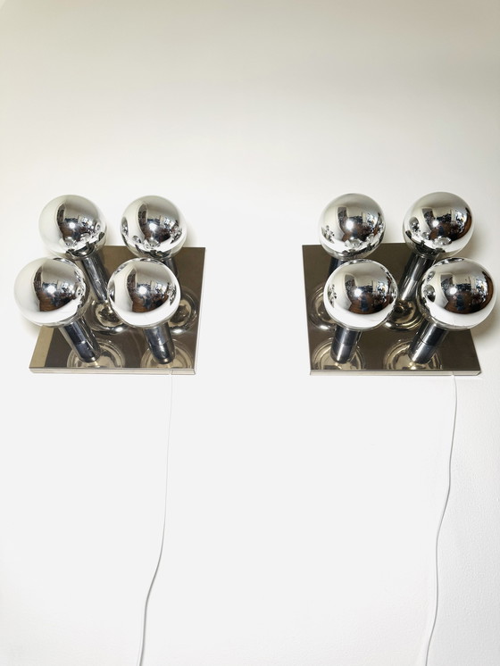Image 1 of CHROME PLATED SQUARE WALL/CEILING LIGHT BY MOTOKO IISHI FOR STAFF LEUCHTEN, GERMANY, 1970s