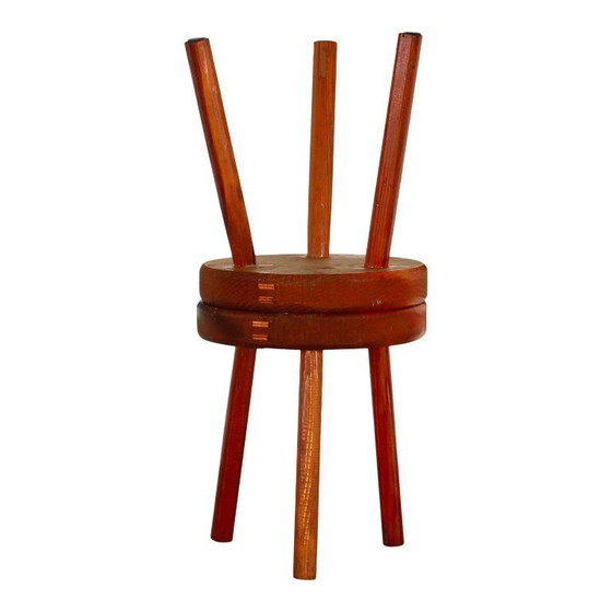 Image 1 of 2x fir wood stools in the style of the "Méribel" model by Charlotte Perriand, Italy, 1960s