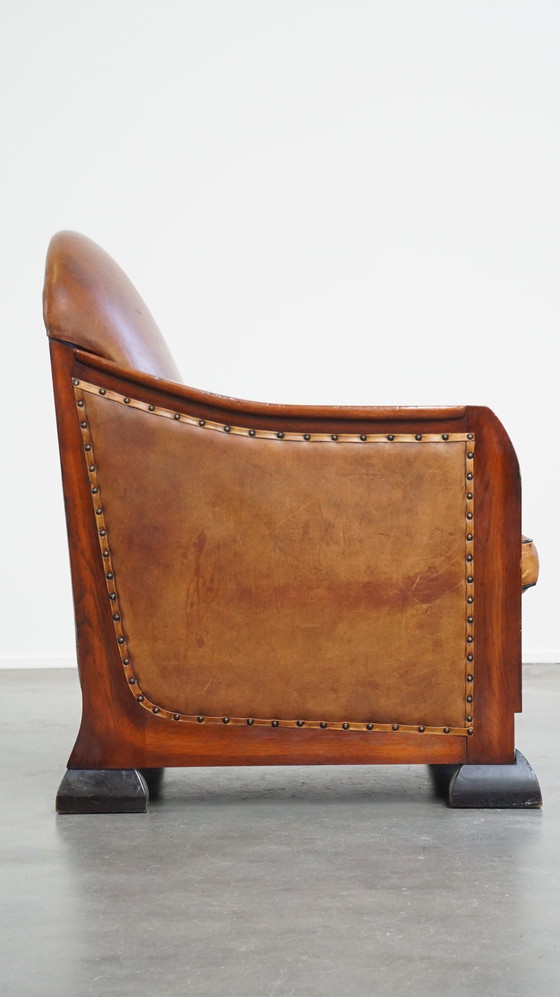 Image 1 of Sheep Leather Art Deco Design Armchair